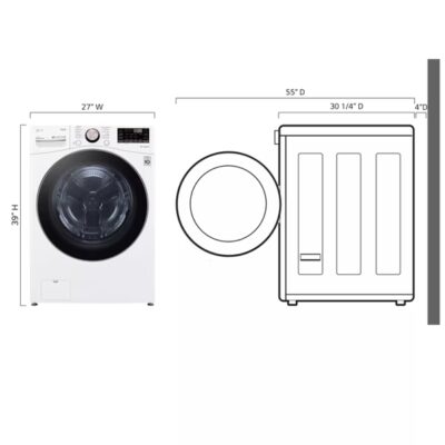 LG 27英寸宽 4.5 立方英尺 超大容量 前开式洗衣机 ENERGY STAR 白色款 WM4000HWA - 图片 7
