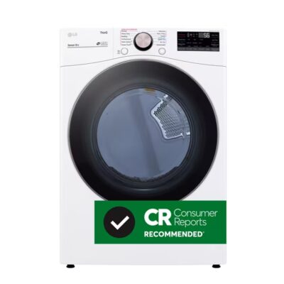 LG 7.4 立方英尺 超大容量 智能前开式燃气干衣机 支持 Wi-Fi 连接，搭载 TurboSteam™ 蒸汽清新技术与内建 AI 智能感应系统 - 白色款 DLGX4001W