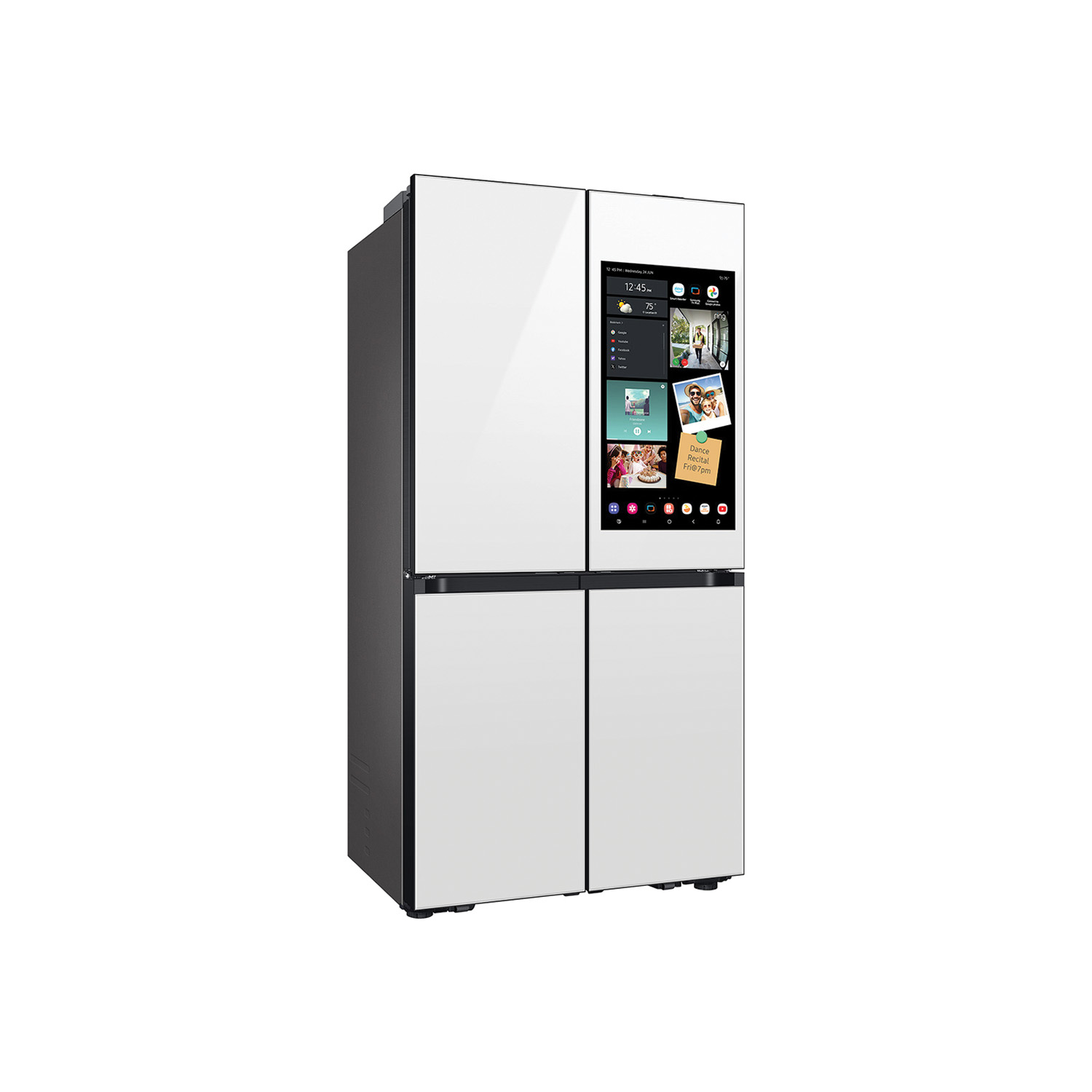 三星 BESPOKE 23 立方英尺 四门 Flex 法式嵌入式冰箱,配备 AI Family Hub+ 与 AI Vision Inside – 白色玻璃款 RF23DB990012AA - 图片 2