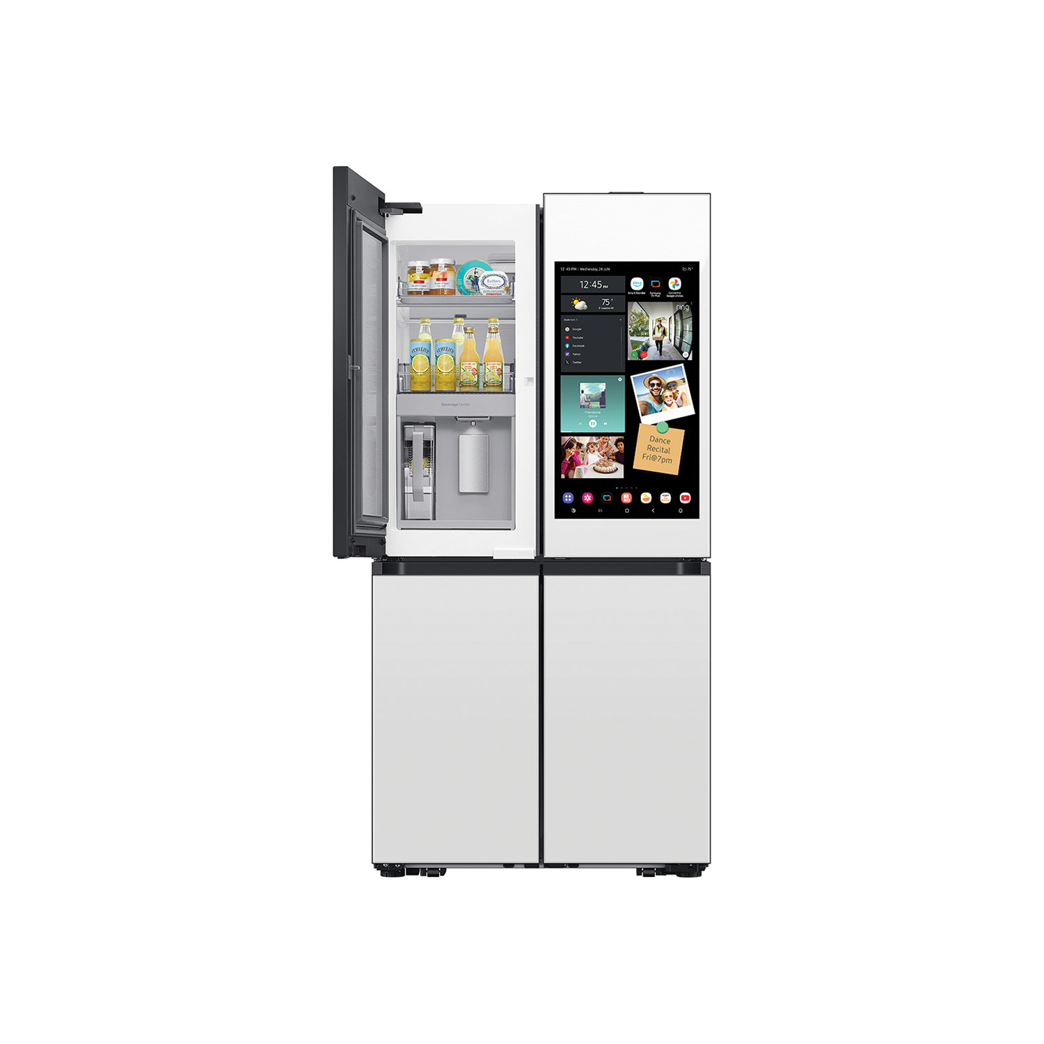 三星 BESPOKE 23 立方英尺 四门 Flex 法式嵌入式冰箱,配备 AI Family Hub+ 与 AI Vision Inside – 白色玻璃款 RF23DB990012AA - 图片 3